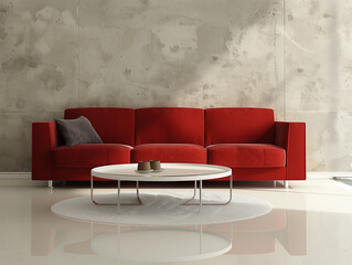 Minimalistische wohnzimmer mit sofa und Tisch. Modernes Design.