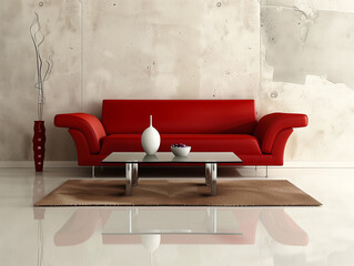 Minimalistische wohnzimmer mit sofa und Tisch. Modernes Design.