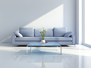 Minimalistische wohnzimmer mit sofa und Tisch. Modernes Design.