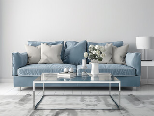 Minimalistische wohnzimmer mit sofa und Tisch. Modernes Design.