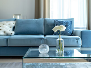 Minimalistische wohnzimmer mit sofa und Tisch. Modernes Design.