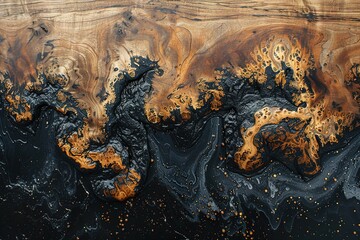 Maple Wood and Dark Liquid Texture Background With Generative AI