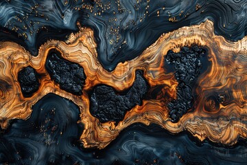 Maple Wood and Dark Liquid Texture Background With Generative AI