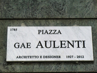 Obraz premium Street Board of Piazza Gae Aulenti, Milano, Milan, Lombardy, Italy, Europe