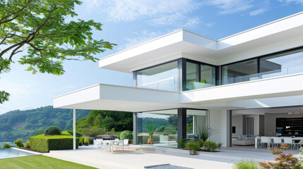Fototapeta premium Modern minimalist roof design with customizable overhang for contemporary architecture.