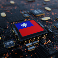 Flag of Taiwan on a processor, CPU or Chip