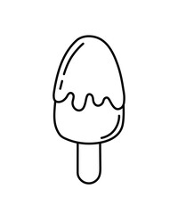 Popsicle Ice Cream Doodle in Black Line Icon for Summer Drink Vector Illustration