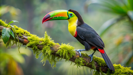 Obraz premium Keel-billed Toucan (Ramphastos sulfuratus). Colorful and exotic bird