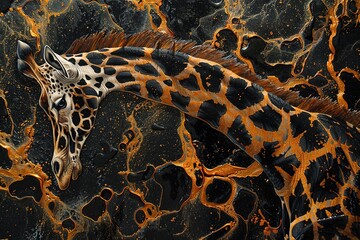 Giraffe Skin Abstract Art Texture Background With Generative AI