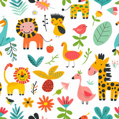 animal cartoons arranged in an uncluttered fashion