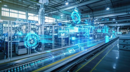 Obraz premium Smart factory with connected infrastructure