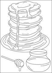 pancake food dish coloring book page
