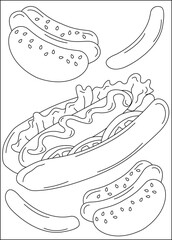 sausage food dish coloring book page