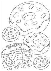 donut food dish coloring book page