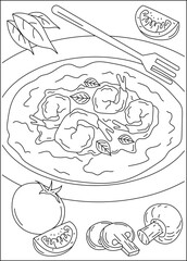 shrimp food dish coloring book page