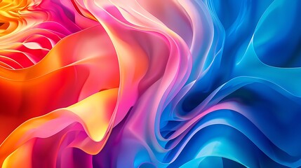 Multicolor abstract background with smooth wavy gradient liquid-like shapes