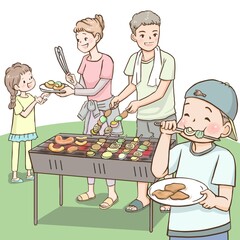 BBQを楽しむ家族