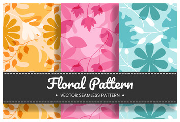 Obraz premium Floral Seamless Pattern Design Illustration with Blooming Branches and Leaf Flower in Hand-Drawn Cartoon Style Template