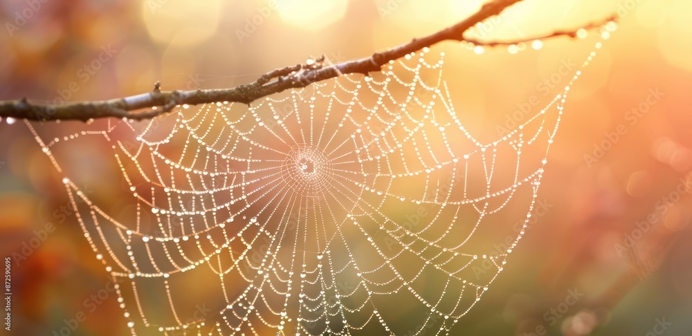 Aufkleber a spider web is shown in the image, with a branch in the background