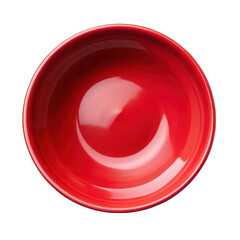 Empty red bowl top view isolated on transparent background