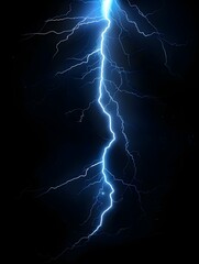 Natural electric lightning in dark sky at night, panorama of thunderbolt light during storm. Theme of thunder, bolt, thunderstorm, charge, background.