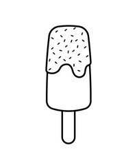 Popsicle Ice Cream with Sprinkles Doodle in Black Line Icon for Summer Drink Vector Illustration