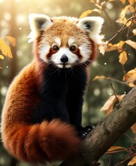 Fototapeta premium Majestic Red Panda in Autumn Light