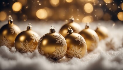 Golden christmas balls and a snowflake