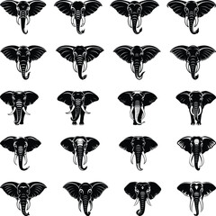Elephant Head and Logo Silhouettes Stylish Design Collection 001