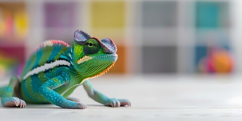Chameleon-themed educational products showcase adaptability in child development. Concept Educational Products, Chameleon Theme, Child Development, Adaptability, Creative Learning