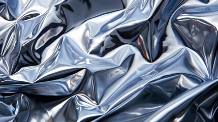 Abstract Silver Fabric Texture - Wrinkled Metallic Material Background