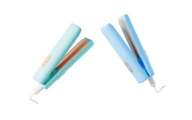 Cartoon hair straightener, hairdressing and beauty, 3d rendering.