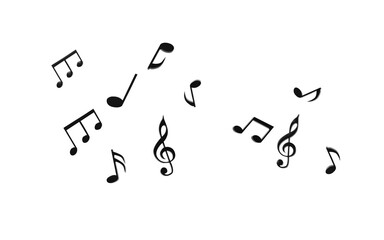 Cartoon stave and notes in the white background, 3d rendering.