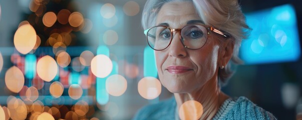 Senior Woman Empowering Financial Future: Setting Goals via Online Banking Tool