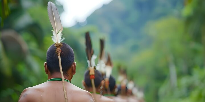 Amazon Rainforest tribe known as Guardians protecting their land and culture. Concept Amazon Rainforest, Indigenous Guardians, Cultural Preservation, Environmental Protection, Community Empowerment