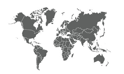 World map isolated on white background. for website layouts, background, education, precise, customizable, Travel worldwide, map silhouette backdrop, earth geography, political, reports.