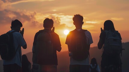 Mission trip team praying before embarking on their journey, faith, service, preparation