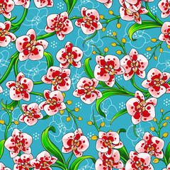 seamless pattern with flowers and butterflies