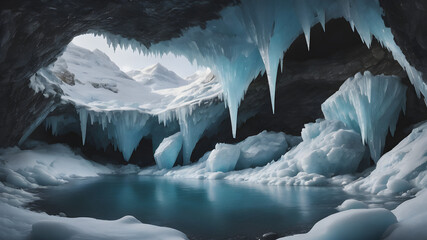 frozen glacier cave