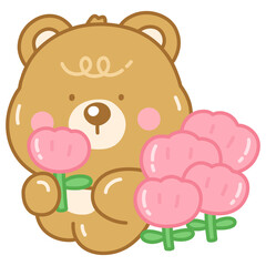 teddy bear with flowers