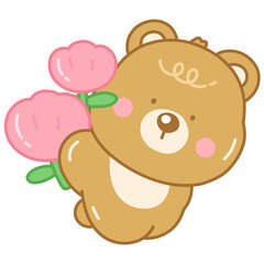 Fototapeta premium teddy bear with flowers