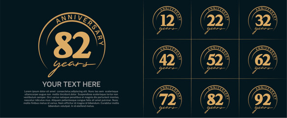 anniversary logotype set vector, brown color with circle for special day celebration