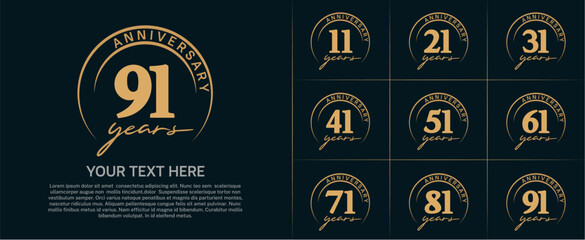 anniversary logotype set vector, brown color with circle for special day celebration