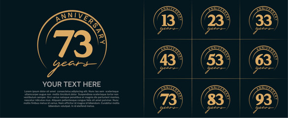 anniversary logotype set vector, brown color with circle for special day celebration
