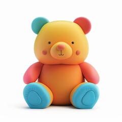 3D Render of a Sitting Cartoon Bear - Charming and Playful Pet Icon