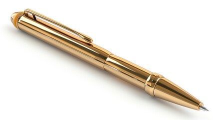 A pen clipart, stationary element, 3D illustration, metallic colors, isolated on white background