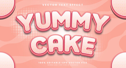 Yummy Cake 3d editable text effect Template suitable for sweet food products