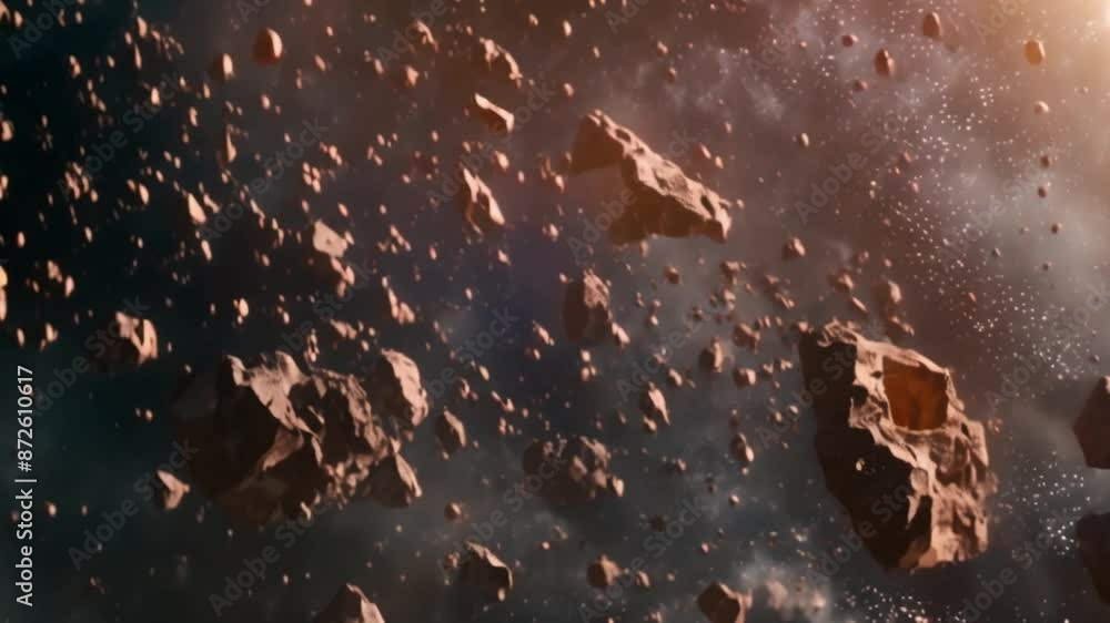 Aufkleber this digital illustration of an asteroid field in space. space background