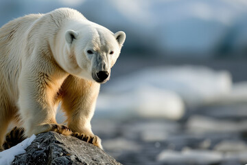Polar bear standing on the ice floe