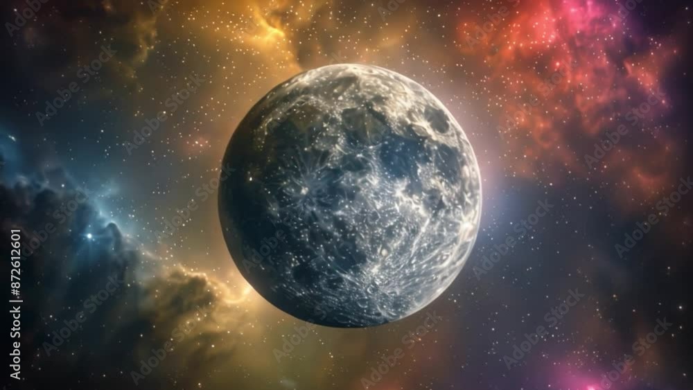 Aufkleber this large planet in space with nebulas and stars. space background